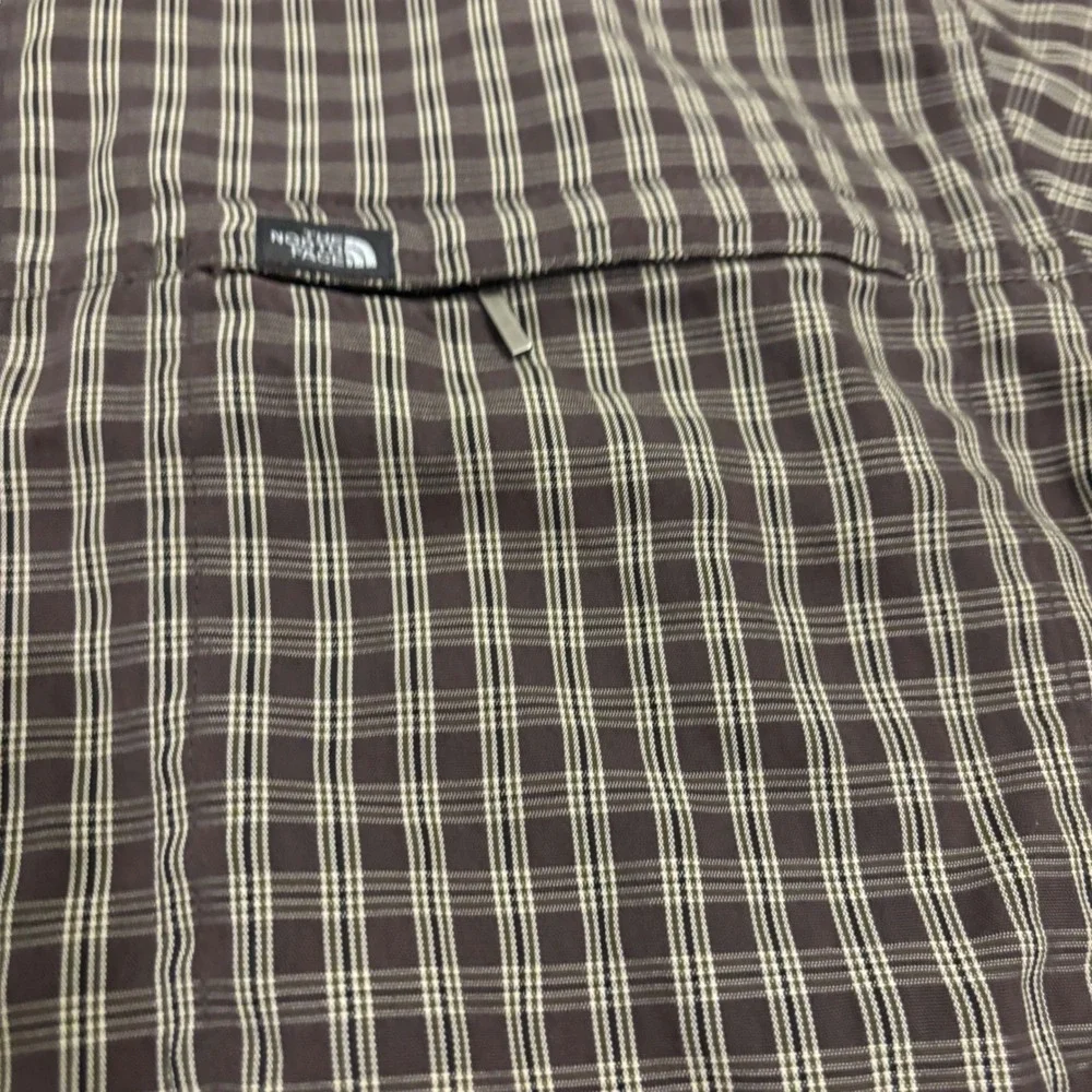 NWOT The North Face Mens LARGE Plaid Long Sleeve Hiking Shirt Brown Button Down